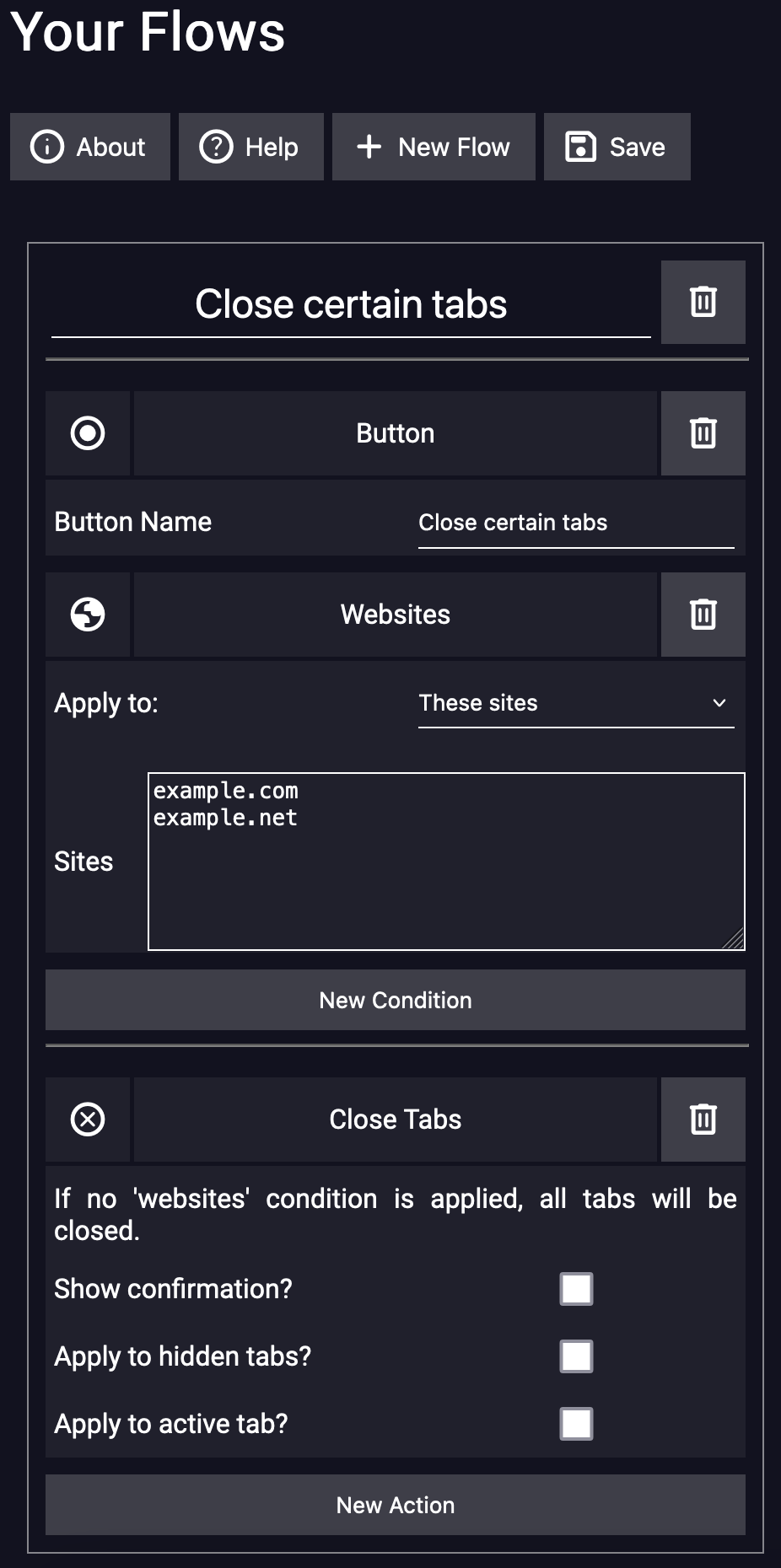A screenshot showing dark mode